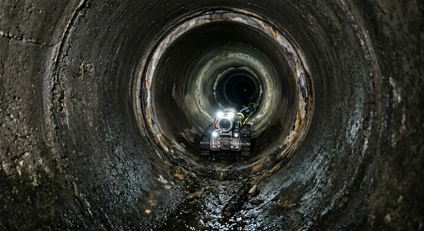 Robotic sewer camera inspecting pipe interior for Sewer Line Repair in Crawfordsville
